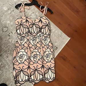 Gianni Bini pink floral appliqué mini dress